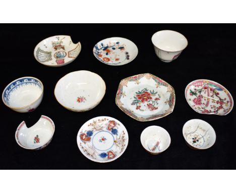 A MIXED COLLECTION OF CHINESE CERAMICS  including bowl and matching saucer enamelled with sages, warriors and panels of scrip