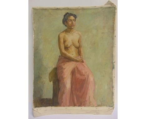 RACHEL ANN LE BAS, N.E.A.C., R.E. (ENGLISH, 1923-2020)  Portrait of a Seated Female,  oil on canvas, unsigned, 55cm x 45cm, u
