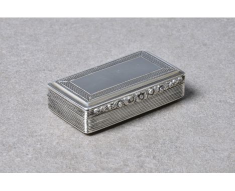 A George IV silver snuff box, Edward Smith, Birmingham, 1827, of rectangular form with rounded corners, the hinged cover with