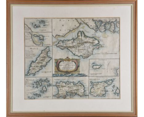Robert Morden (fl. 1668-1703), The Smaller Islands of the British Ocean, the central panel depicting the Isle of Wight with b