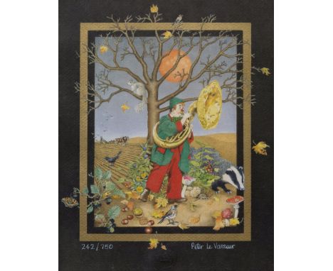 Peter Le Vasseur (Guernsey, b.1938), Guernsey circus, coloured print, signed and numbered 242/750, 9½ x 7½in. (24 x 19cm.)  
