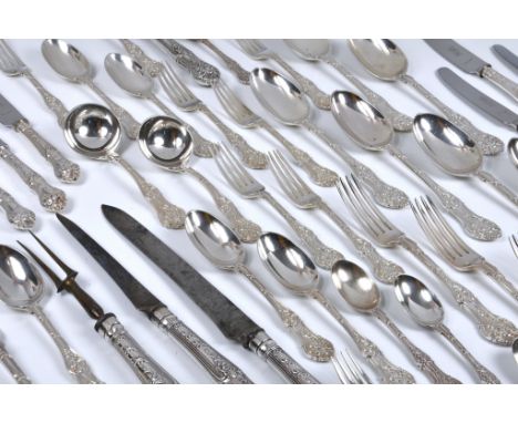 A fine quality George V silver Albert style pattern part flatware service for twelve settings retailed by Garrard, Hunt &amp;
