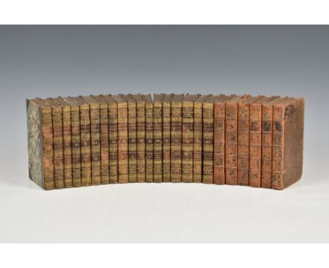 The Spectator - 1729, six volumes, vols II, III, V, VI, VII and VIII, contemp. tan full gilt panelled calf, heavily rubbed an