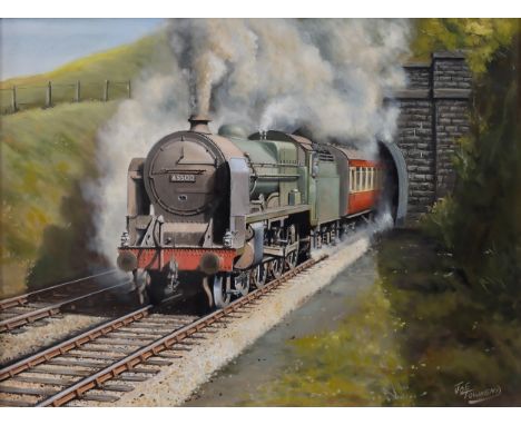 Joe Townend, (British b. 1946), Patriot Class Steam Locomotive 45500. oil on canvas, signed lower right, framed. 18 x 24in. (