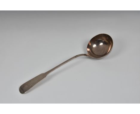 A George III Scottish silver fiddle pattern soup ladle, Mitchell &amp; Russell, Edinburgh 1817, engraved gothic initial 'P' t
