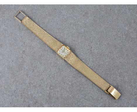 A 9ct gold Rotary ladies cocktail watch, hallmarked London 1970, with manual 21J movement, 13mm.square signed, silvered bark-