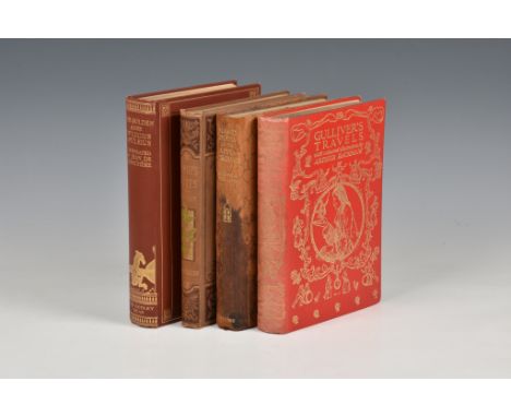 Rackham (Arthur, illust.), Gulliver's Travel, Swift (Jonathan), London: J. M. Dent &amp; Co., 1909, gilt decorated red cloth 