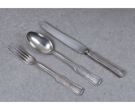 World War Two German interest - A rare silver plate trio of flatware "KANZLEI DES FUHRERS", comprising of a knife, fork and s