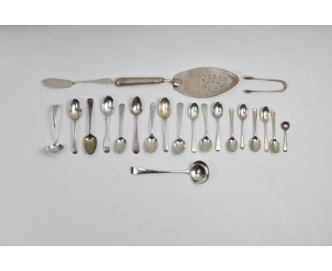 A collection of various silver flatware, Georgian onwards to include a Old English pattern sauce ladle, London, 1794, maker's