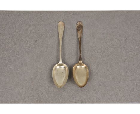 A pair of Scottish Victorian silver Hanoverian pattern table spoons, William Coghill, Glasgow, 1886, inscribed with 'B' to te