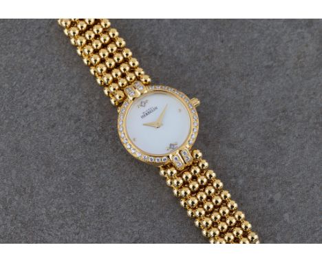 A ladies Michel Herbelin gold plated dress watch, ref. 7065.B, c.2001, the mother-of-pearl dial with gilt dot cardinal marker