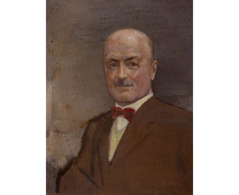 Edmund Blampied R.E., R.B.A. (Jersey, 1886-1966), Portrait of Leicester Gore (1868-1931). * oil on compressed board, signed l