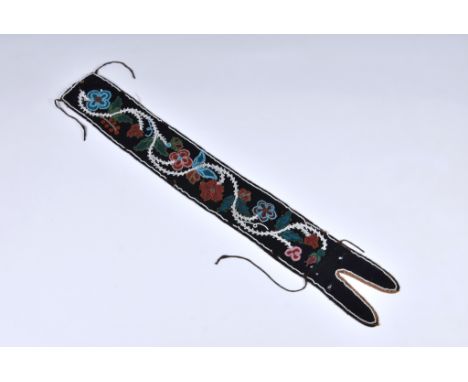 North American Indian interest - a 19th century Woodlands beaded sash, floral designs in red, white, blue, green, pink and br