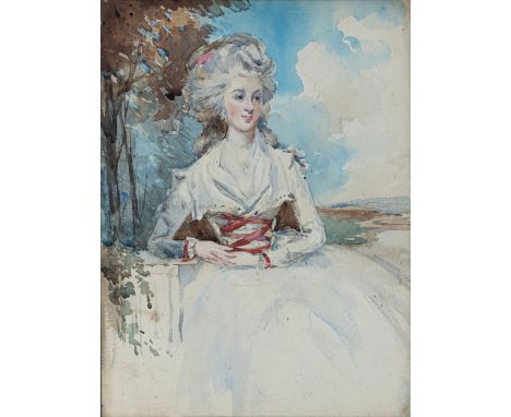 English School (late 19th / early 20th century), Portrait of a lady. watercolour, unfinished, Hogarth frame. 12 x 8¾in. (61 x