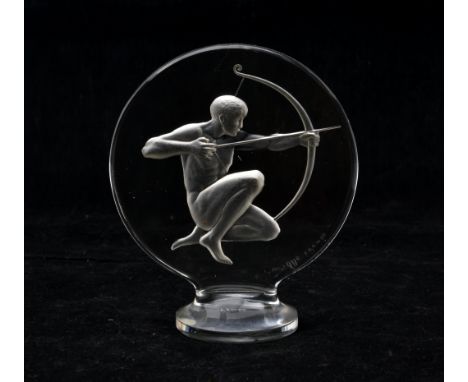 René Lalique (French, 1860-1945) - An 'Archer' car mascot, 'Tireur d'Arc', the design introduced in 1926, clear glass, press-