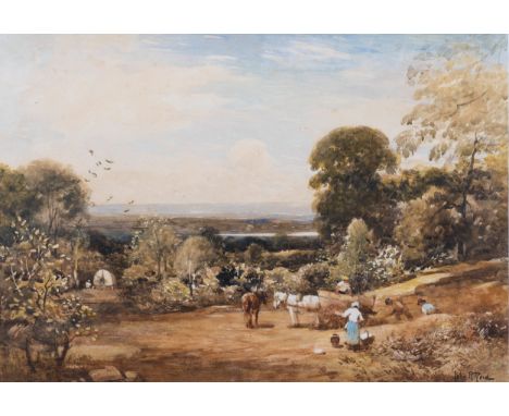 John Robertson Reid RI, ROI (Scottish, 1851-1926), Farm workers in a Landscape. watercolour, signed lower right, ‘John R Reid