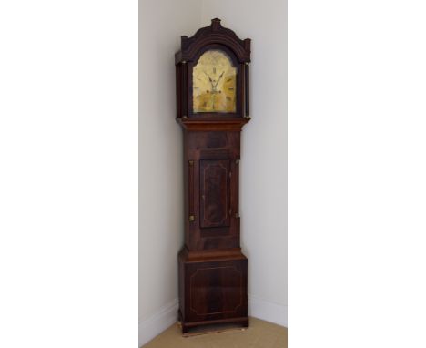 An early 19th century West Country inlaid mahogany eight day longcase clock by Thomas Honey of Launceston, Cornwall, the shap