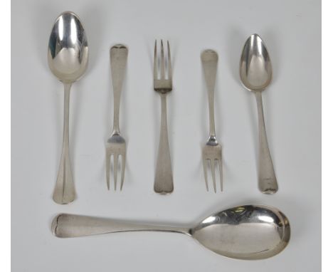 A collection of Dutch silver flatware, 833/1000 grade, various other hallmarks, to include three forks, 7in. (17.8cm.) long, 