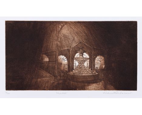 ‘Jersey Etchings’ by Michael A Richecoeur, Jersey 1976, a boxed and leather-bound volume of twelve copper plate etchings prin