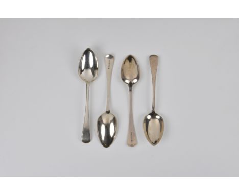 A set of four George IV silver Old English pattern table spoons, Thomas Wilkes Barker, London, 1822, 8¾in. (22.3cm.) long, we