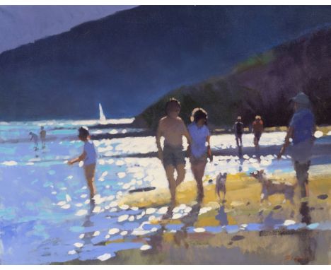 Zlatan Pilipovic (b.1958 Sarajevo), A Beach in Evening Light, oil on canvas, signed lower right, unframed, 15¾ x 19 5/8in. (4