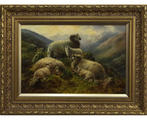 WILLIAM HENRY WATSON (BRITISH fl. 1899 - 1930),HIGHLAND SHEEPoil on canvas, signed and dated 1924image size 41cm x 62cm, over