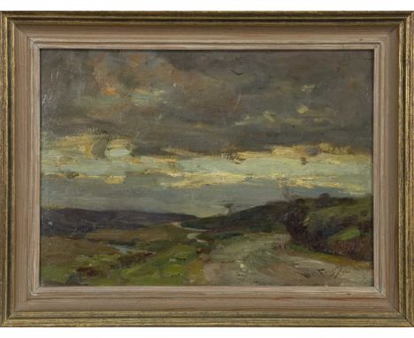 * WILLIAM MILLER FRAZER RSA (SCOTTISH 1864 - 1961),STORMY SKIESoil on board, signed and dated 02image size 25.5cm x 36cm, ove
