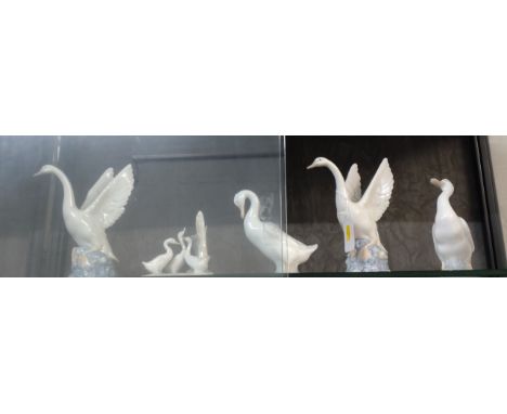 Five Nao geese figures 11cm high to 20cm high (5) 