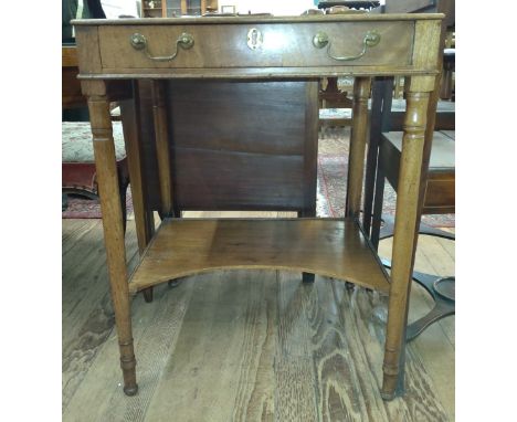 &nbsp;A George III mahogany writing table with drawer and shelf circa 1790&nbsp; 77cm x 61cm x 52cm.