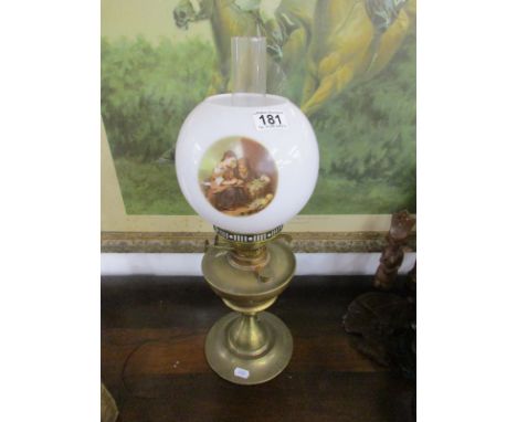 Brass paraffin lamp with globe