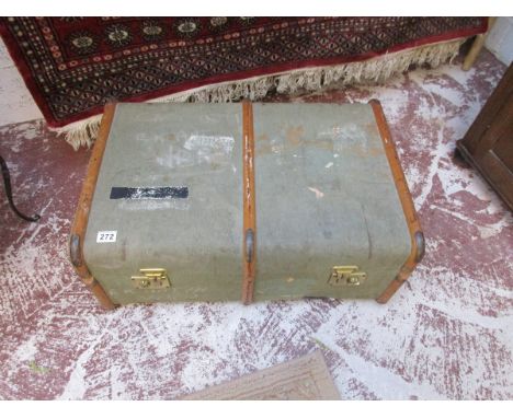 Canvas & wood banded traveling trunk