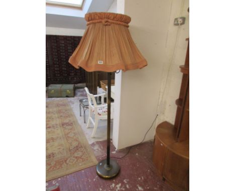 Large brass 3 branch standard lamp with shade
