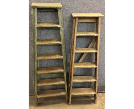 Two pine step ladders 