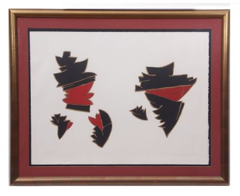 MODERN SCHOOL Abstract composition coloured lithograph, indistinctly signed and numbered 83/85 in pencil to lower image 56 x 