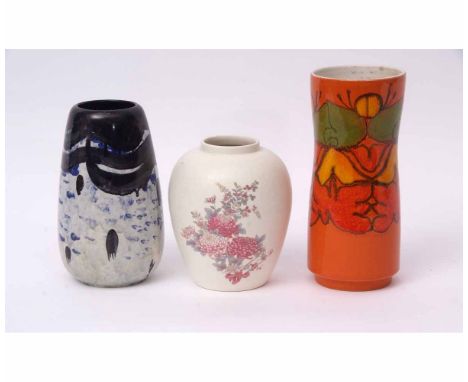 Group of two Poole Pottery 20th century vases, together with an unusual studio pottery&nbsp; Burslem vase in a black and whit