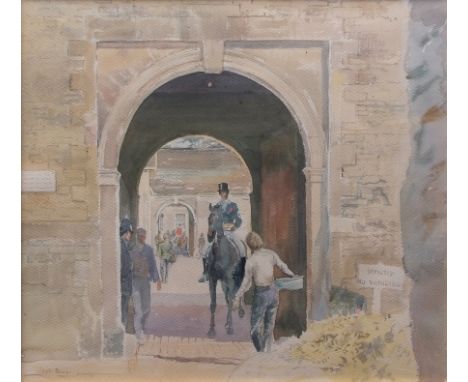 AR LEIGH PARRY (born 1919) "Stable arch, Badminton" watercolour, signed lower left 49 x 56cms Provenance: R B A, 1985 at the 