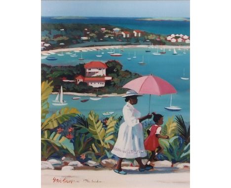 AR SHAIR ERICKSON (20th century) West Indian view coloured print, signed and numbered 349/750 in pen to lower image 34 x 26cm
