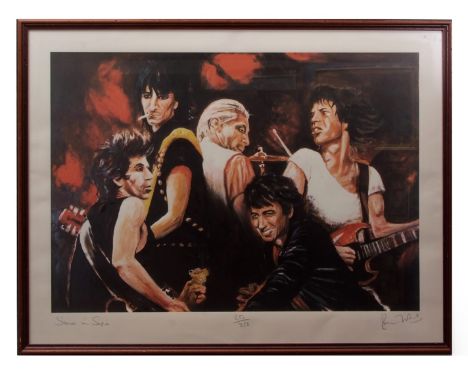 AR RONNIE WOOD (born 1947) "Stones in sepia" coloured print, signed, numbered 250/250 and inscribed with title in pencil to l