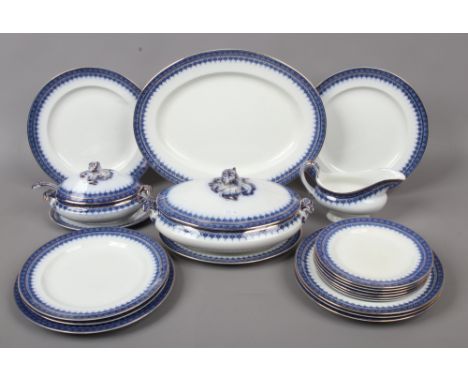 An early 20th century Booths part dinner service in the Majestic design including tureen on stand, soup tureen and ladle, sau