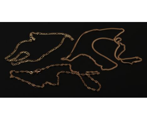 Three 9ct gold neck chains, 20.99 grams.