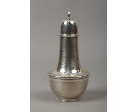 A George V silver sugar caster by J.C Ltd with engine turned engraving assayed Birmingham 1933 lined.