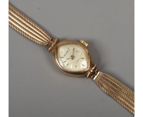A 9ct gold ladies bracelet Navada wristwatch marked 375, 13.99 gross weight.