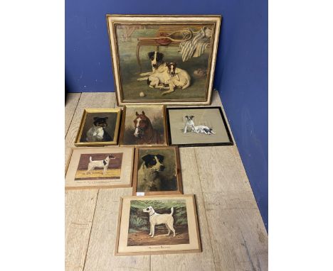 Quantity of framed oil and other portrait paintings, of dogs, mainly terriers, and a horse portrait.&nbsp; Painting of the do
