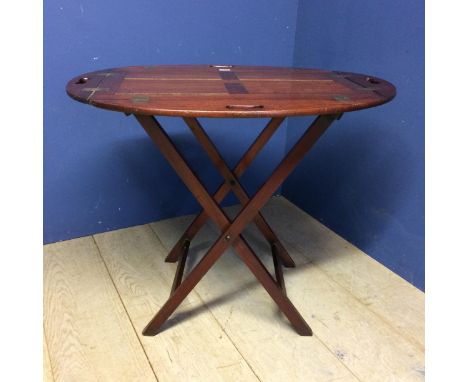 Mahogany butlers tray, on folding stand, 66 x 89 x 77h cm 