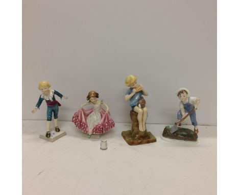 Four Royal Worcester hand painted figures including Peter Pan modelled by F Gertner and 3 other Worcester Figures and a Worce