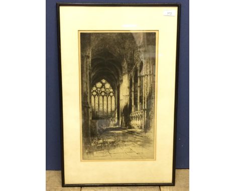 Framed &amp; glazed black and white engraving, signed in pencil on mount Albany Howarth, 40 x 23cm 