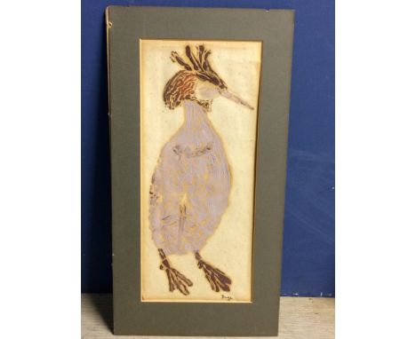 Dugi, "Cormorant", oil on paper , signed lower right in pencil, 35 cm x 15 cm, mounted, unframed 