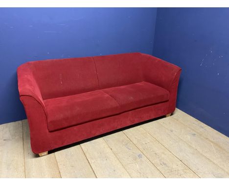 Contemporary red sofa (in used condition) 177cm W x 82cm d 