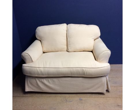 Sofa bed, upholstered in cream fabric (in used condition -ie  upholstery needs some cleaning) 