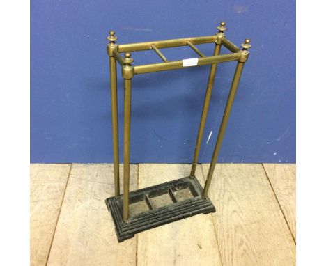 Edwardian brass umbrella stand with drip tray 